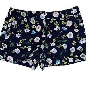 Loft Women’s Floral Shorts Size 10 Navy Blue With White Flowers 100% Cotton